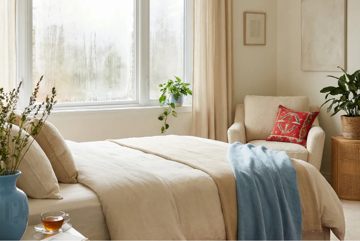 Ejemplo de moho y condensación en dormitorio